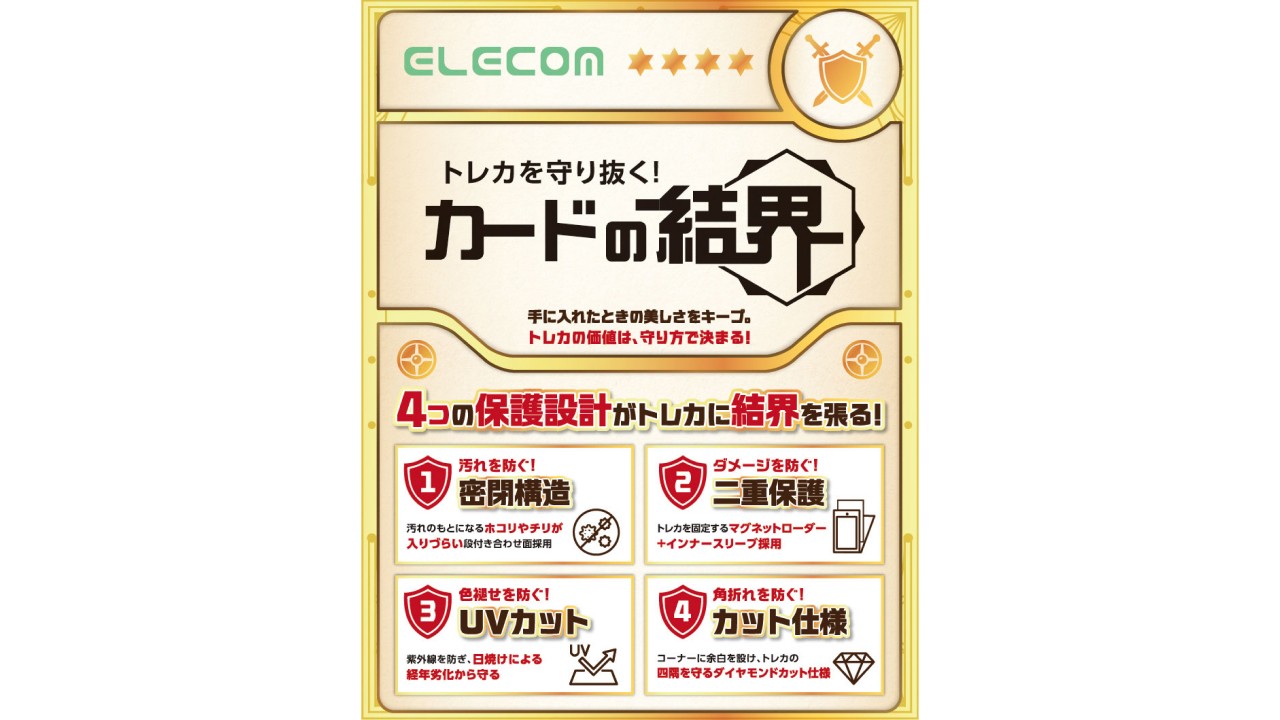 汚れ・傷・紫外線・角折れからカードを守る、4つの保護機能