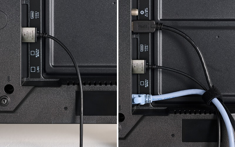 接続機器の多いテレビ裏でもスッキリ配線