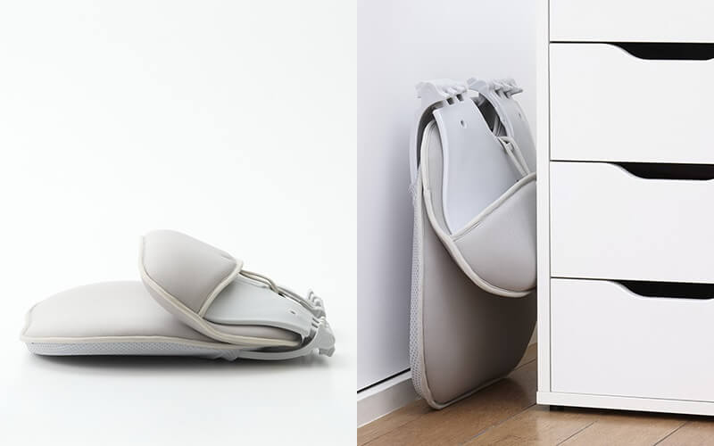 腰サポートタイプは、使用しないときにそのまま折りたたんで収納可能