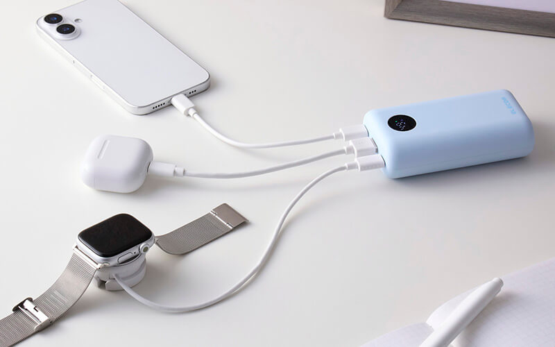 小型電子機器を最適な電流で充電できる「低電流モード」を搭載
