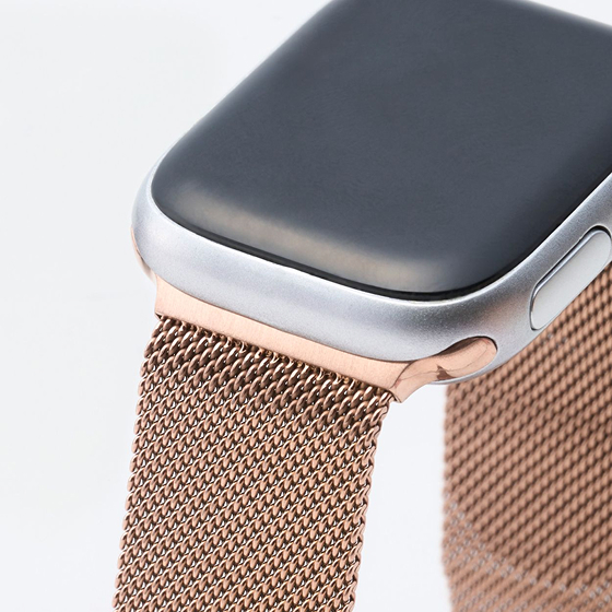 細かなサイズ調節で手首にしなやかにフィット!エレガントでスタイリッシュなApple Watch用ステンレスミラネーゼバンド