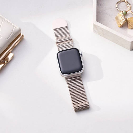 細かなサイズ調節で手首にしなやかにフィット!エレガントでスタイリッシュなApple Watch用ステンレスミラネーゼバンド