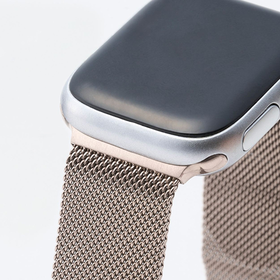 細かなサイズ調節で手首にしなやかにフィット!エレガントでスタイリッシュなApple Watch用ステンレスミラネーゼバンド