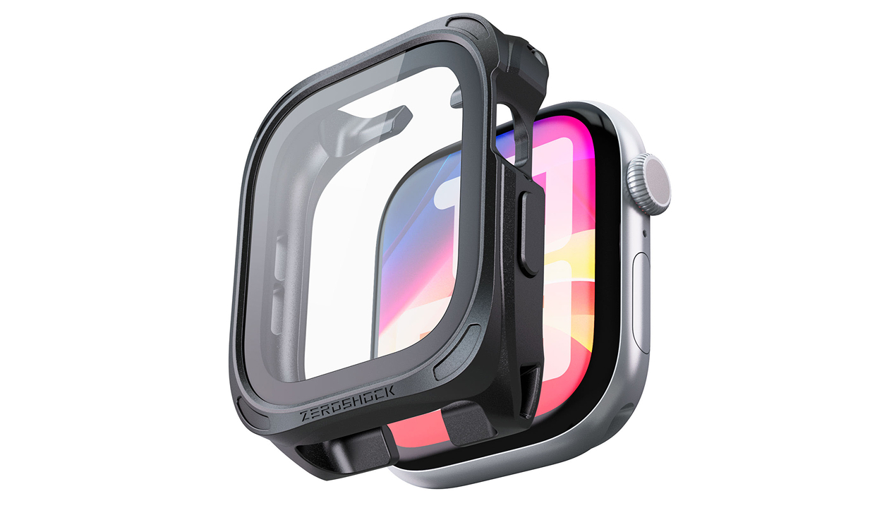 強じんな2重構造で、衝撃や傷からApple Watchを守るZEROSHOCK「防水×高透明強化ガラス」