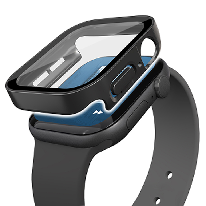 IPX7相当の防水性能とフルカバーで、Apple Watchをしっかり保護「防水×高透明強化ガラス」