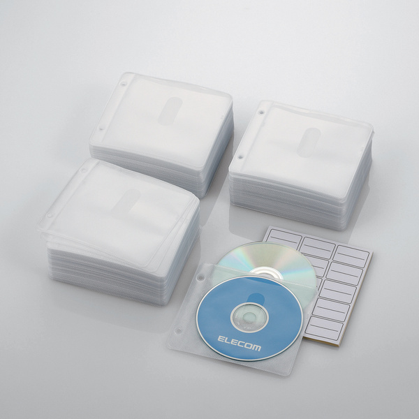 ファイリング用2穴付きDVD・CD不織布ケース(両面収納)
