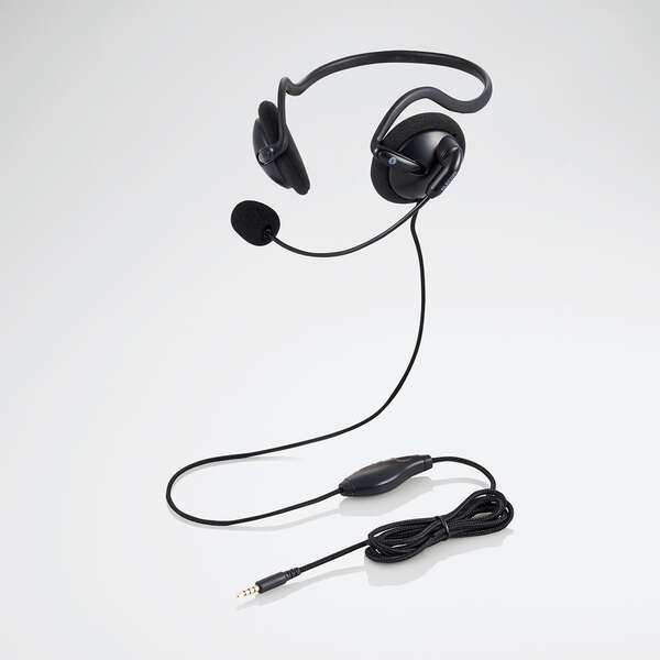 ネックバンドタイプ ヘッドセット 有線 4極φ3.5mm - HS-NB05TBK