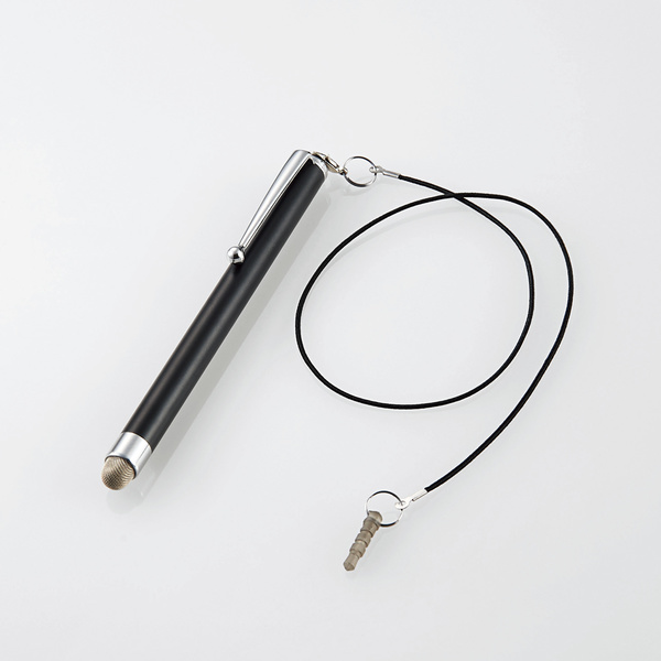 スマートフォン用導電繊維タッチペンロング（ブラック） P-TPLS02BK