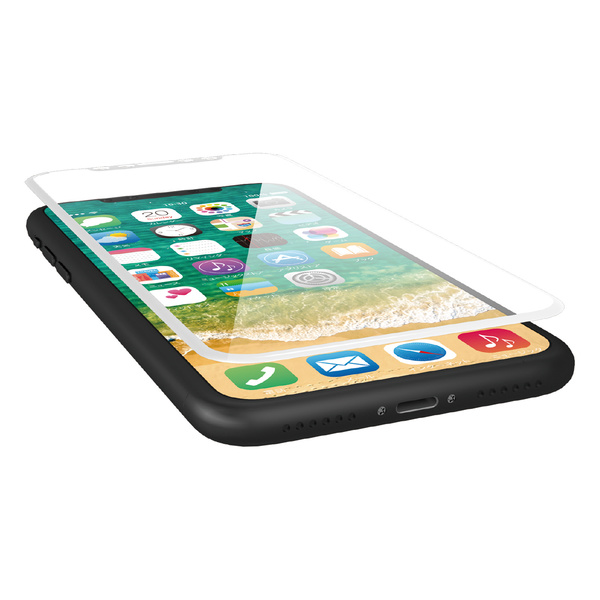 iPhone X用フルカバーガラスフィルム/フレーム付 - PM-A17XFLGFRWH