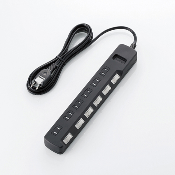 ほこり防止シャッター付 雷ガードタップ - T-K04-2625BK