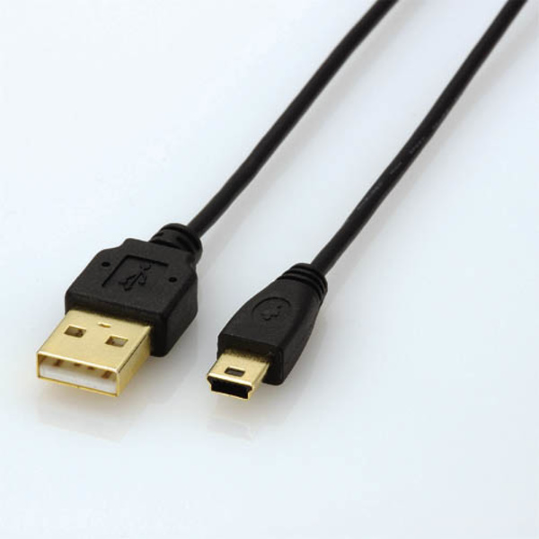 極細USB2.0ケーブル(mini-Bタイプ) U2C-MX20BK