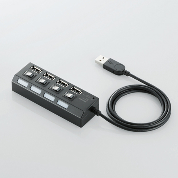 個別スイッチ付 4ポートUSBハブ U2H-TZS410BBK
