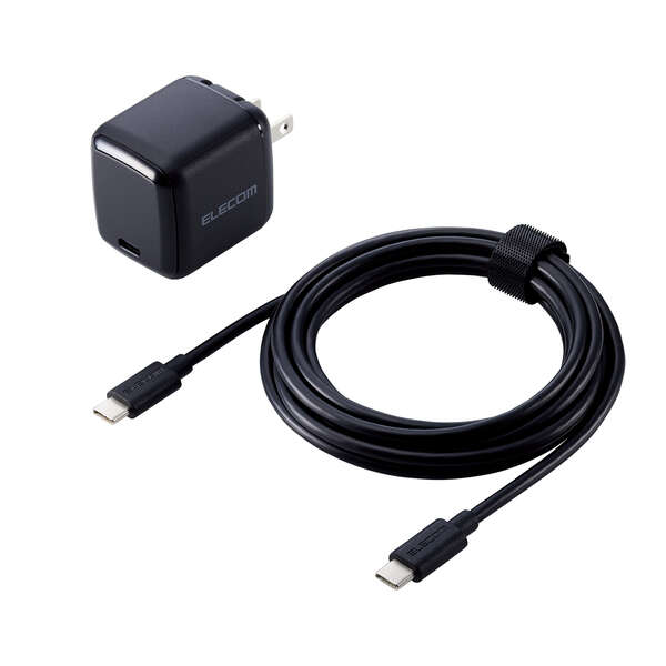 USB Power Delivery 45W AC充電器(抗菌/Cケーブル一体型/2m