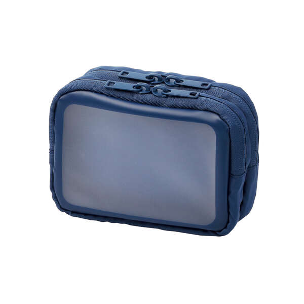 透明窓付き2気室ガジェットポーチ Sサイズ ネイビー - BMA-GP16SNV