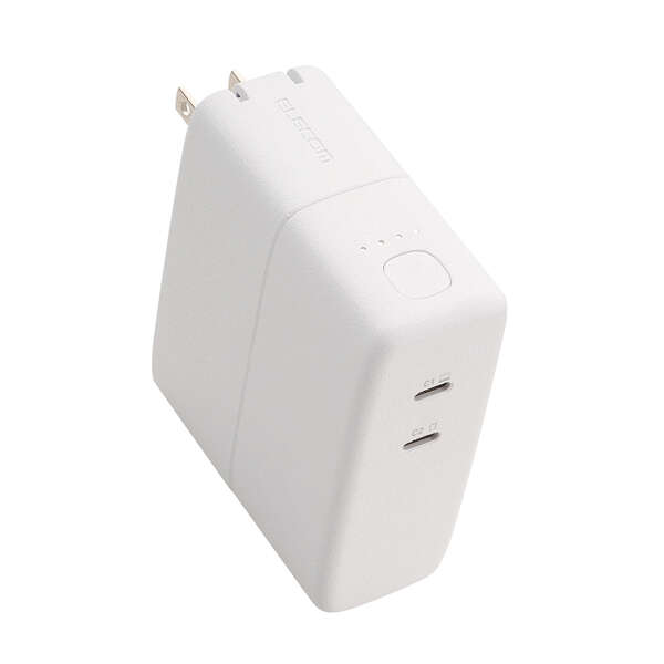 ELECOM - ELECOM　AC充電器一体モバイルバッテリー DE-AC11-5000WH　ホワイト AC充電器一体モバイルバッテリー（5000mAh/67W/C×2） - DE-AC11