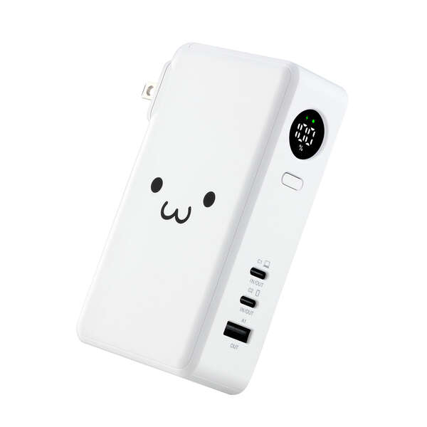 AC充電器一体モバイルバッテリー(10000mAh/67W/C×2+A×1) - DE-AC13-10000WF