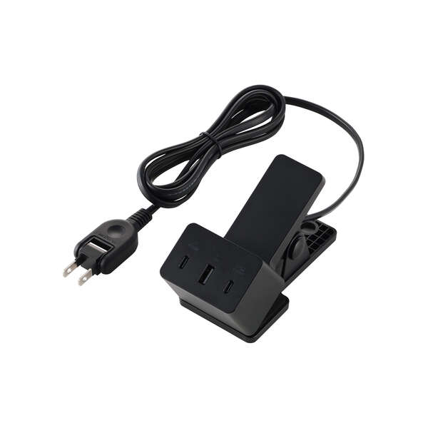 クリップ型AC充電器(67W/USB Type-C(TM)×2+USB-A×1) - EC-AC11667BK