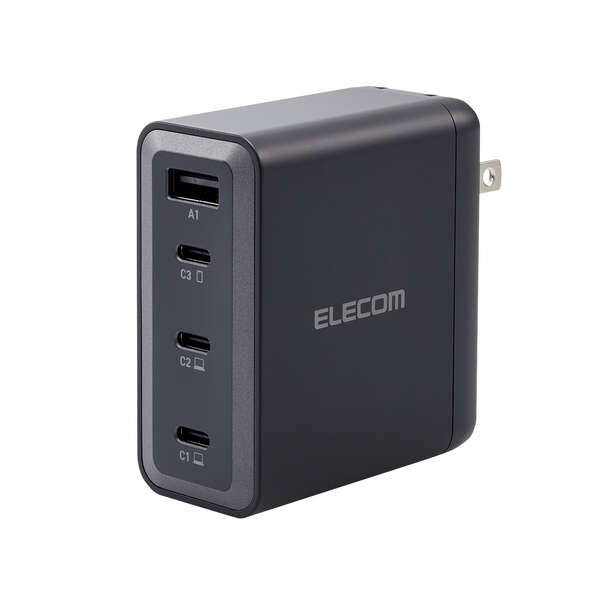 USB Power Delivery 合計出力150W AC充電器(C×3+A×1) - EC-AC67150BK