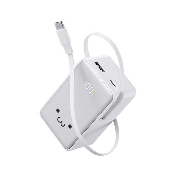 巻き取り式ケーブル一体型モバイルバッテリー(10000mAh/35W) - EC-C55LWF