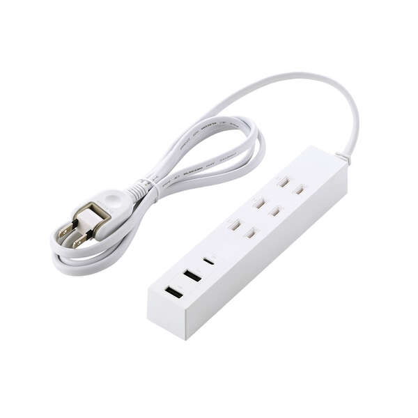 コード付きUSBタップ(1.5m/A×2+C×1) - ECT-38-3A2C15WH