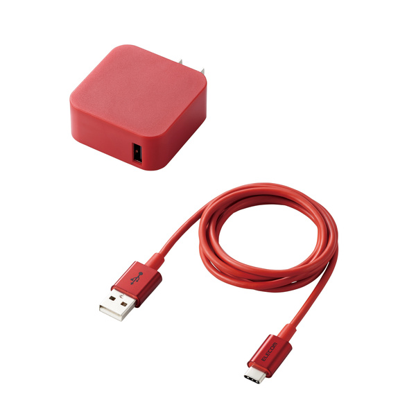 12W やわ耐Type-C1.0m付AC充電器 - ED-SACC01RD