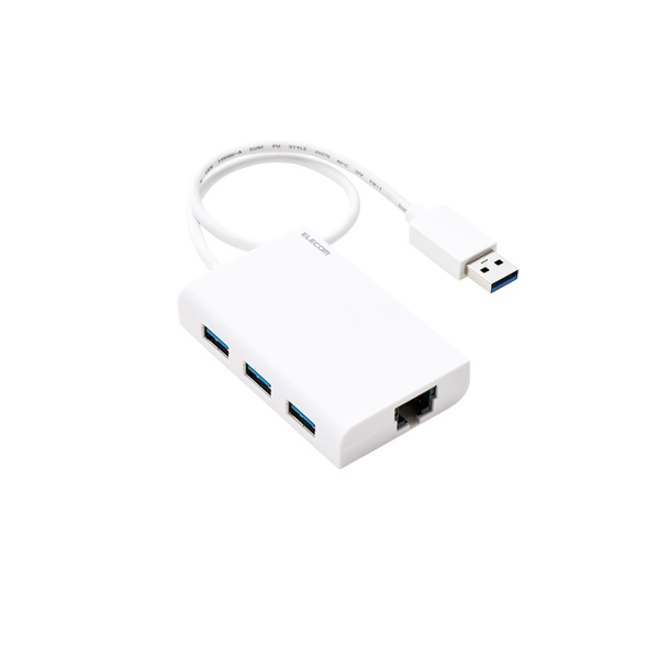 USB3.0 ギガビットLANアダプター USBハブ付 - EDC-GUA3H-W