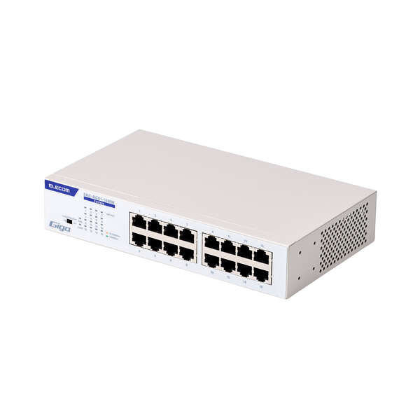 タヌキチ 新品 ELECOM Giga対応16ポートスイッチ Giga対応16ポートスイッチ(金属筐体/電源内蔵) - EHC-G16MN2-HW