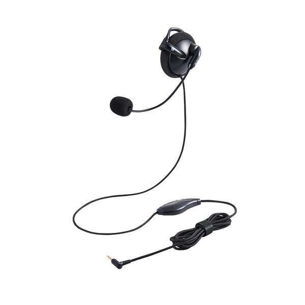 片耳 耳掛けタイプ ヘッドセット 有線 4極φ3.5mm - HS-EH01TBK