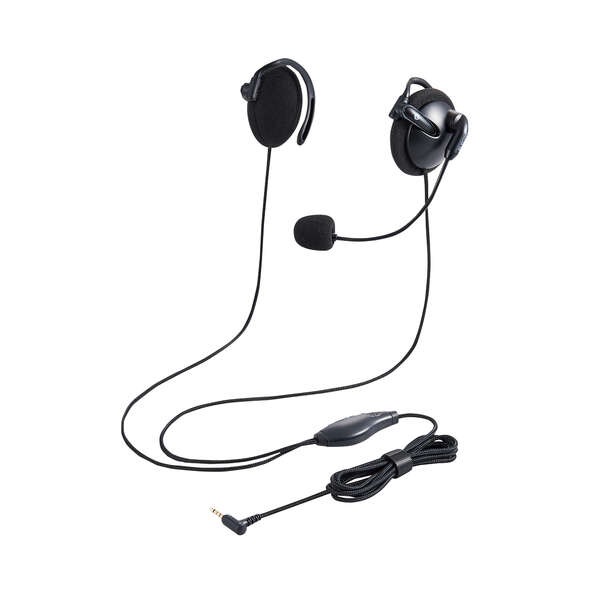 両耳 耳掛けタイプ ヘッドセット 有線 4極φ3.5mm - HS-EH02TBK