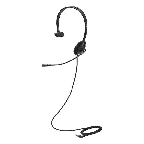 子ども用ヘッドセット 片耳 4極Φ3.5mm ブラック マイク付 - HS-KD04TBK
