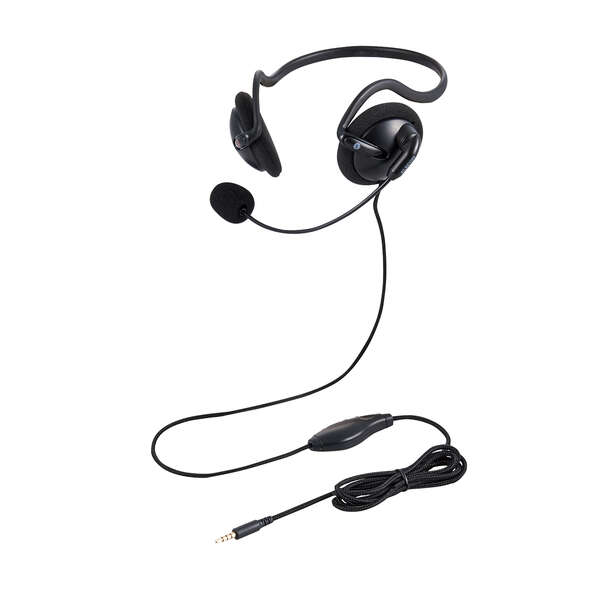 ネックバンドタイプ ヘッドセット 有線 4極φ3.5mm - HS-NB05TBK