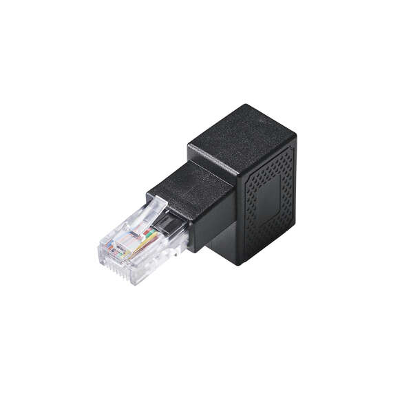 RJ45 L字変換コネクター(Cat5e/下向き) - LD-RJ45U5ELDBK