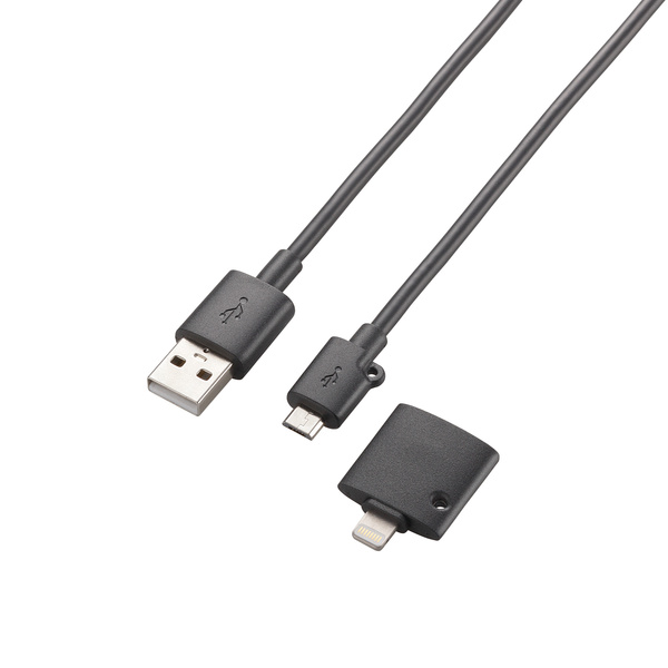 Lightning変換アダプタ付きmicroUSBケーブル - LHC-AMBLAD07BK