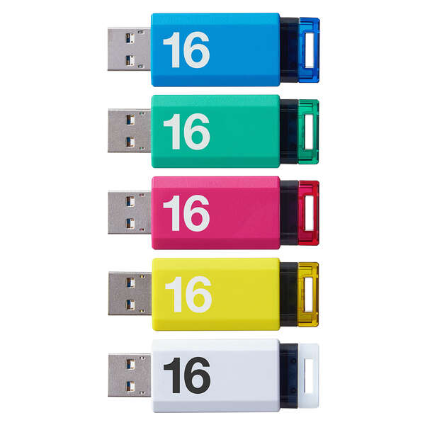 USB2.0 ノック式メモリ 16GB 5本パック - MF-APKU2016GX5