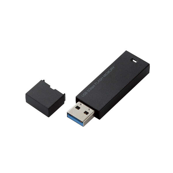 キャップ式USBメモリ(ブラック)256GB - MF-KMSU3256GBK