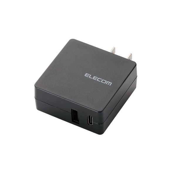 フラット型USB充電器(Type-Cポート+USBポート) - MPA-ACCEN009BK