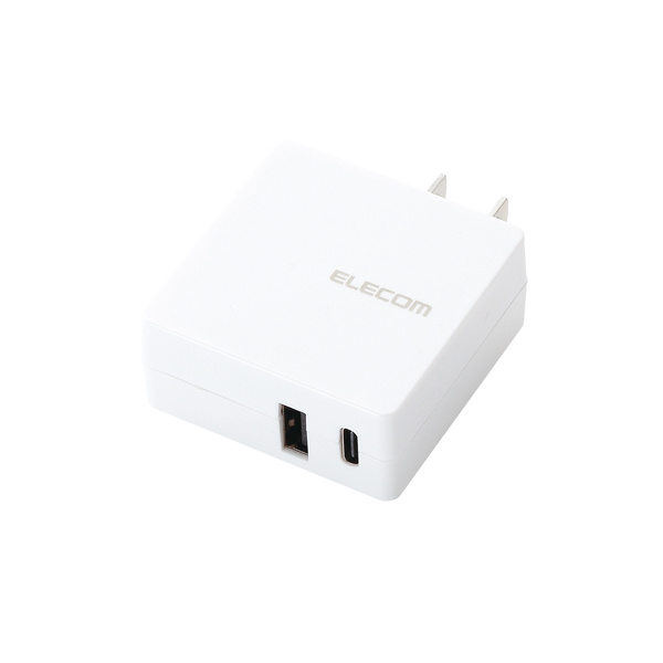 フラット型USB充電器(Type-Cポート+USBポート) - MPA-ACCEN009WH