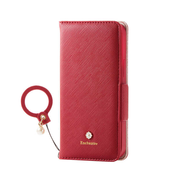 iPhone 12 mini レザーケース Enchante'e 磁石付き リング付き 手帳型