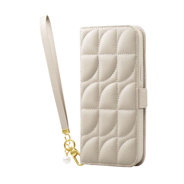 iPhone 14 Plus ソフトレザーケース キルティング 磁石付 ハンド  