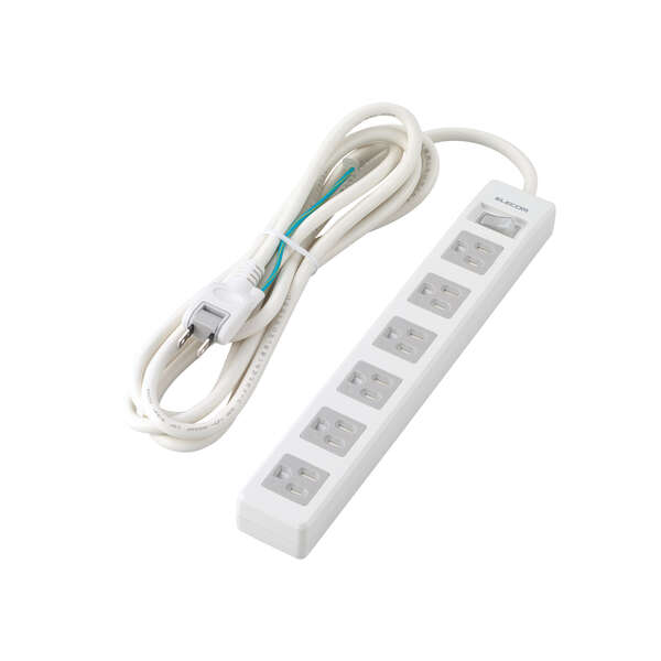 アウトレット送料無料】 エレコム 電源タップ 3ピン 4個口 スイングプラグ マグネット付き 5m グレー T-T06-3450LG RS 