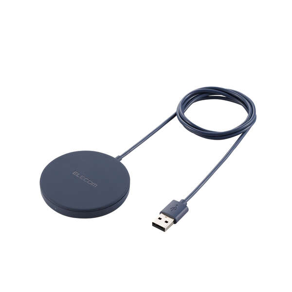 マグネット内蔵ケーブル一体型ワイヤレス充電器(5W・卓上・1m) - W-MA01NV