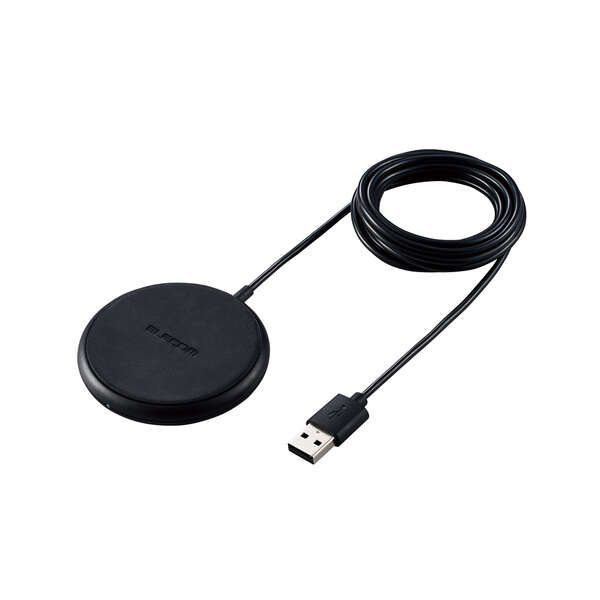 コンパクト ワイヤレス充電器 Qi規格 スマホ 置くだけ充電パッド ブラック コンパクト ワイヤレス充電器 Qi規格 スマホ 置くだけ充電パッド ブラック