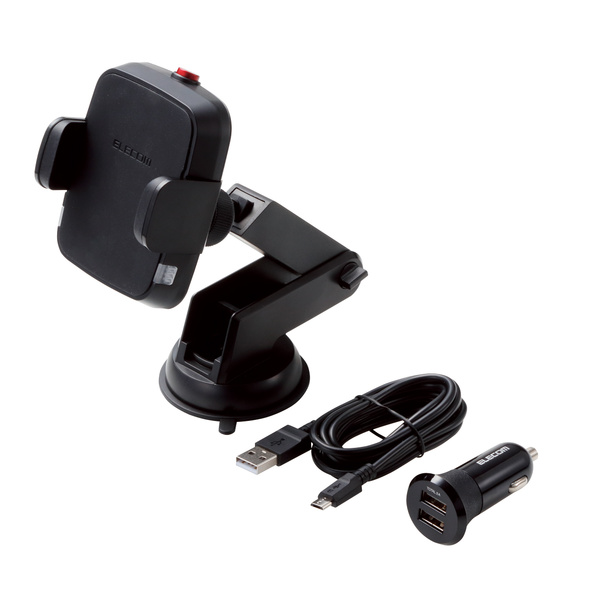 置き型充電器 Qi規格対応ワイヤレス充電式車載ホルダー(ロングアーム） - W-QC05BK