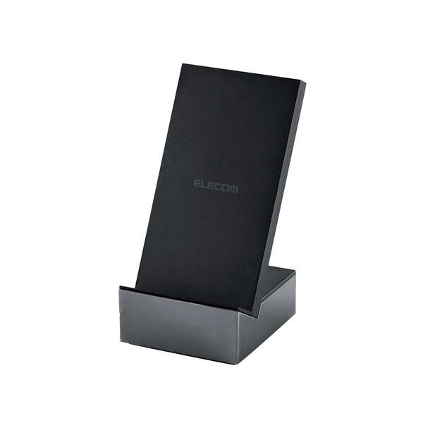 メタル筐体 Qi規格対応ワイヤレス充電器(10/7.5/5W・スタンド) W-QS07BK