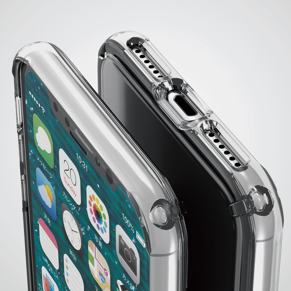 iPhone XS用ハイブリッドケース/リング付 - PM-A18BHVCRBK