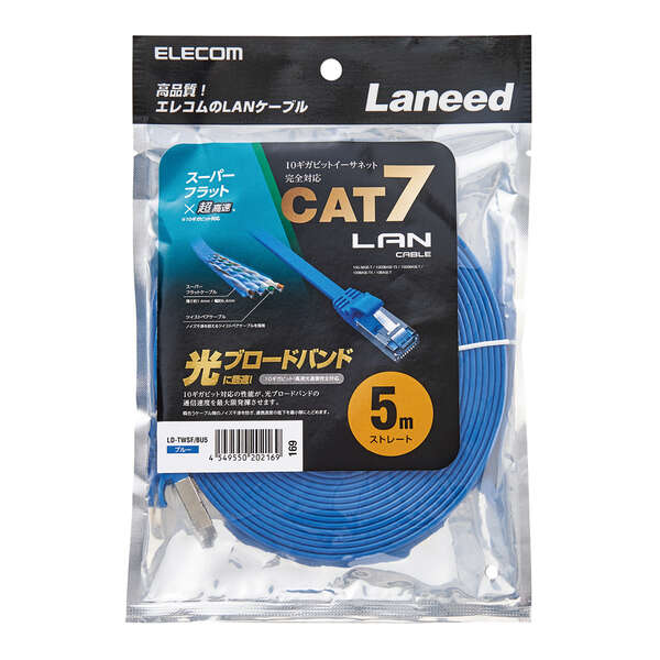 Cat7準拠LANケーブル(フラット)