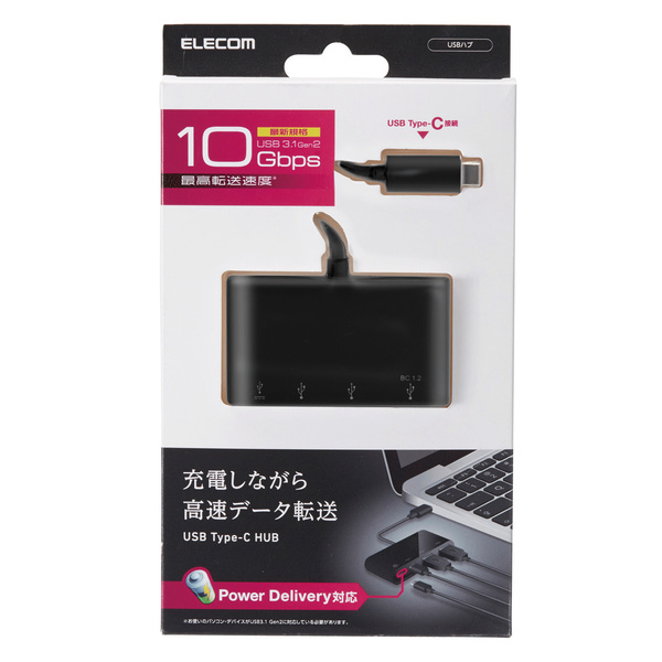 エレコムUSB Power Delivery対応USBハブ/USB-C/A各2口