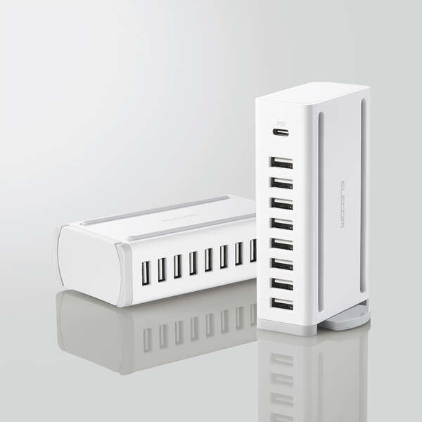 卓上多ポートAC充電器(USB PD30W＋40W/C×1＋A×8) - EC-ACD05WH