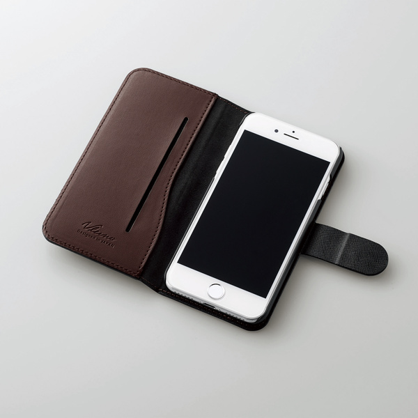 iPhone 7用ソフトレザーカバー/カード収納ケース/磁石付 - PM-A16MPLFCSMBR