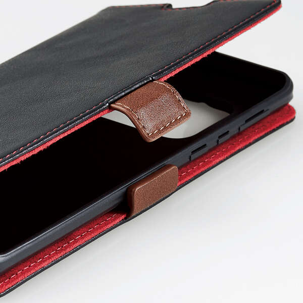 AQUOS R6 ソフトレザーケース ステッチ 磁石付き 手帳型 - PM